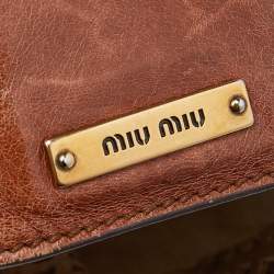 Pre Owned Miu Miu Brown Cut Out Leather Hobo