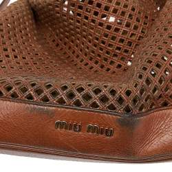 Pre Owned Miu Miu Brown Cut Out Leather Hobo