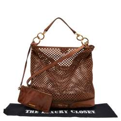 Pre Owned Miu Miu Brown Cut Out Leather Hobo