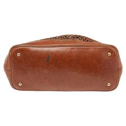Pre Owned Miu Miu Brown Cut Out Leather Hobo
