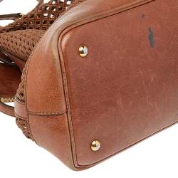 Pre Owned Miu Miu Brown Cut Out Leather Hobo