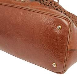 Pre Owned Miu Miu Brown Cut Out Leather Hobo