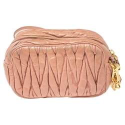 Miu Miu Pink Matelassé Leather Camera Shoulder Bag