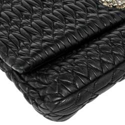 Miu Miu Black Matelassé Nappa Leather Crystal Shoulder Bag