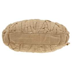 Pre Owned Miu Miu Beige Matelassé Jute And Leather Coffer Hobo