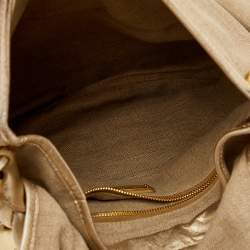 Pre Owned Miu Miu Beige Matelassé Jute And Leather Coffer Hobo