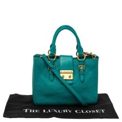 Pre Owned Miu Miu Green Madras Leather Tote