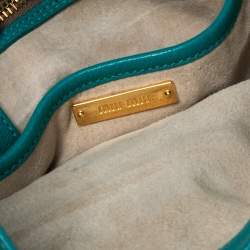 Pre Owned Miu Miu Green Madras Leather Tote