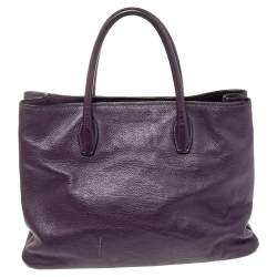 Pre Owned Miu Miu Purple Madras Leather Tote