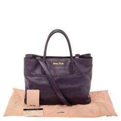 Pre Owned Miu Miu Purple Madras Leather Tote