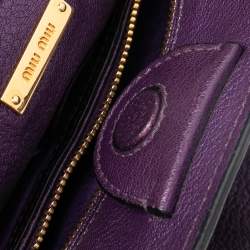Pre Owned Miu Miu Purple Madras Leather Tote