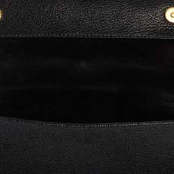 Pre Owned Miu Miu Black Madras Leather Crystal Embellished Buckle Flap Shoulder Bag