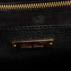 Pre Owned Miu Miu Black Madras Leather Crystal Embellished Buckle Flap Shoulder Bag