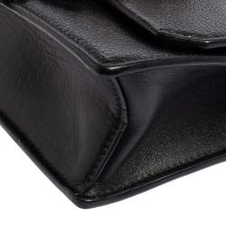 Pre Owned Miu Miu Black Madras Leather Crystal Embellished Buckle Flap Shoulder Bag