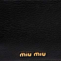 Pre Owned Miu Miu Black Madras Leather Crystal Embellished Buckle Flap Shoulder Bag