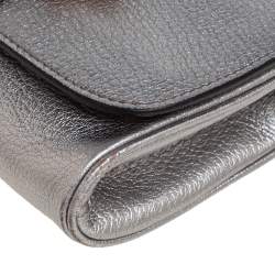 Pre Owned Miu Miu Silver Madras Leather Jewel Embellished Chain Clutch