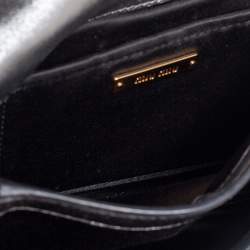 Pre Owned Miu Miu Silver Madras Leather Jewel Embellished Chain Clutch