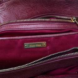 Pre Owned حقيبة يد ميوميو سحاب علوى جلد مجعد وردى