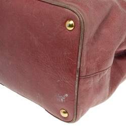 Pre Owned حقيبة يد ميوميو سحاب علوى جلد مجعد وردى