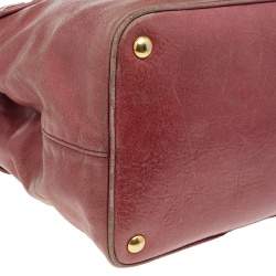 Pre Owned حقيبة يد ميوميو سحاب علوى جلد مجعد وردى