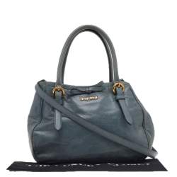 Pre Owned Miu Miu Grey Vitello Shine Leather Bow Satchel
