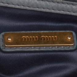 Pre Owned Miu Miu Grey Vitello Shine Leather Bow Satchel