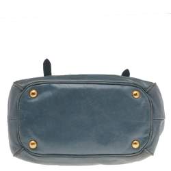 Pre Owned Miu Miu Grey Vitello Shine Leather Bow Satchel