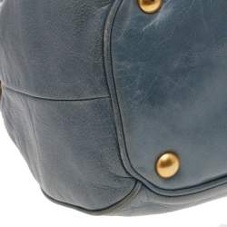 Pre Owned Miu Miu Grey Vitello Shine Leather Bow Satchel