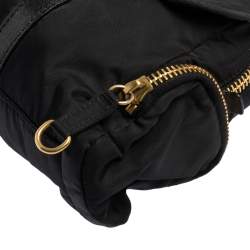 Pre Owned Miu Miu Black Nylon and Leather Flap Pocket Shoulder Bag