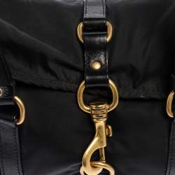 Pre Owned Miu Miu Black Nylon and Leather Flap Pocket Shoulder Bag