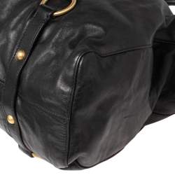 Pre Owned Miu Miu Black Leather Gathered Tote
