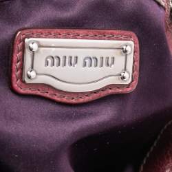 Pre Owned Miu Miu Burgundy Leather Ruched Front Pocket Shoulder Bag
