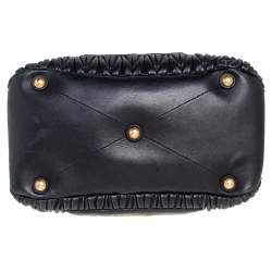 Miu Miu Black Matelassé Leather Push Lock Top Handle Bag