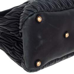 Miu Miu Black Matelassé Leather Push Lock Top Handle Bag