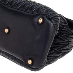 Miu Miu Black Matelassé Leather Push Lock Top Handle Bag