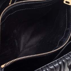 Miu Miu Black Matelassé Leather Push Lock Top Handle Bag
