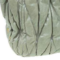 Miu Miu Green Matelassé Lux Leather Large Shoulder Bag