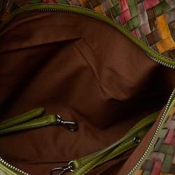 Pre Owned Miu Miu Multicolor Woven Leather Embellished Flap Shoulder Bag