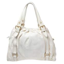 Miu Miu White Leather Large Shopping Tote