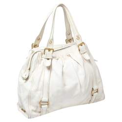 Miu Miu White Leather Large Shopping Tote