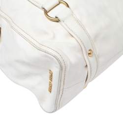 Miu Miu White Leather Large Shopping Tote