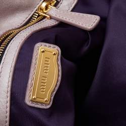 Pre Owned Miu Miu Pink Leather Bow Shoulder Bag