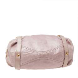 Pre Owned Miu Miu Pink Leather Bow Shoulder Bag