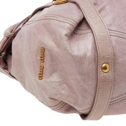 Pre Owned Miu Miu Pink Leather Bow Shoulder Bag