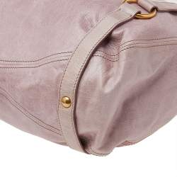 Pre Owned Miu Miu Pink Leather Bow Shoulder Bag