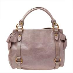 Pre Owned Miu Miu Pink Leather Bow Shoulder Bag