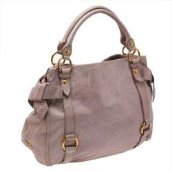 Pre Owned Miu Miu Pink Leather Bow Shoulder Bag