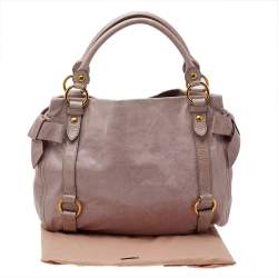 Pre Owned Miu Miu Pink Leather Bow Shoulder Bag