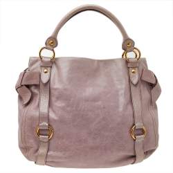 Pre Owned Miu Miu Pink Leather Bow Shoulder Bag