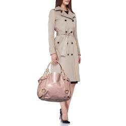 Pre Owned Miu Miu Pink Leather Bow Shoulder Bag
